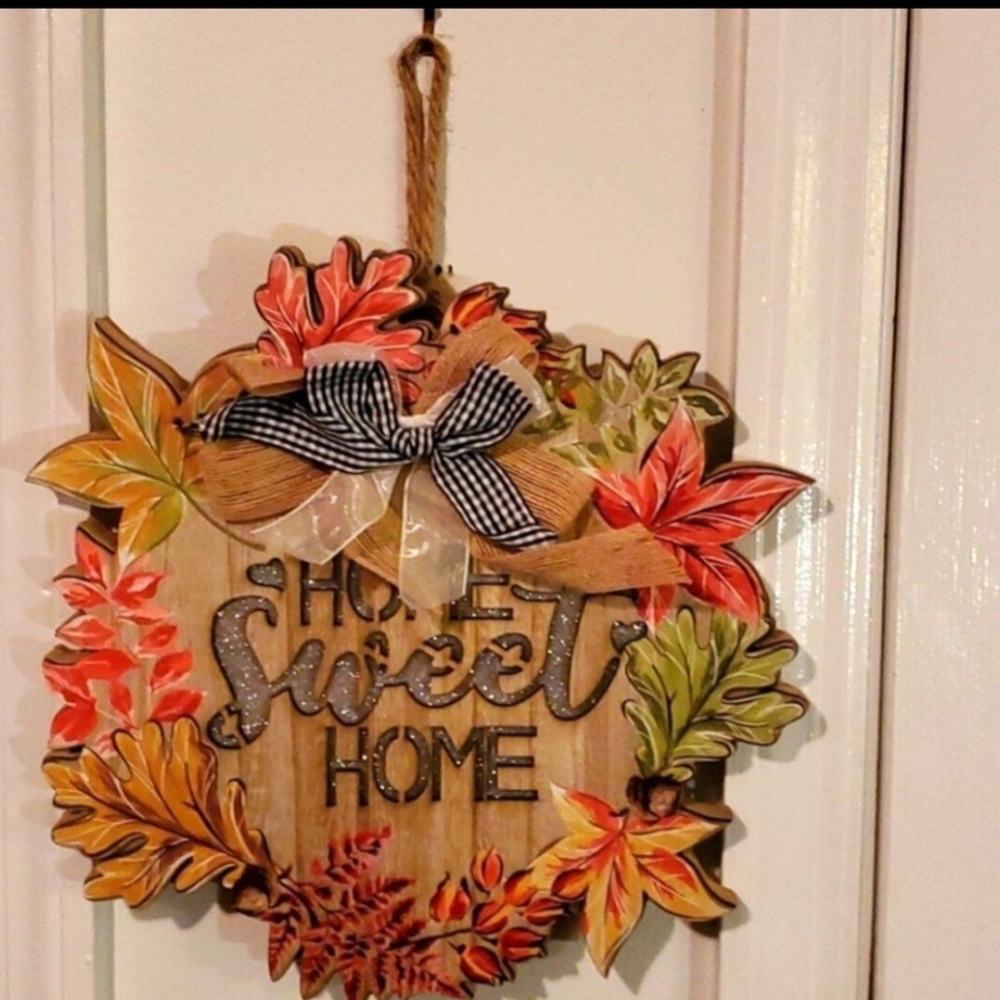 Fall Season, Battery-lit "Home Sweet Home" Door/Wall-Hanging Sign
